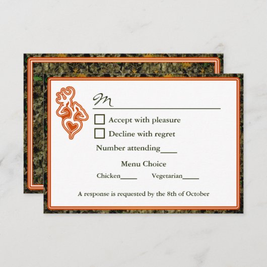 Hunting Camo Wedding RSVP Uitnodiging (Voorkant / Achterkant)