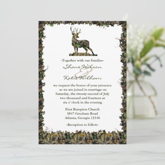 Hunting Camouflage bruiloft-uitnodiging Kaart (Staand voorkant)