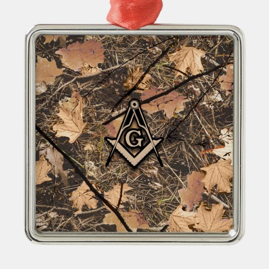 Hunting Camouflage Square Compass Metalen Ornament (Voorkant)
