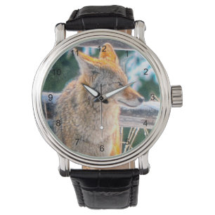 Hunting Coyote and Winter Snow Wildlife Watch Horloge