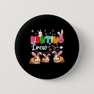 Hunting Crew Drie Paashaas Guinee Varkens Jagen Ronde Button 5,7 Cm