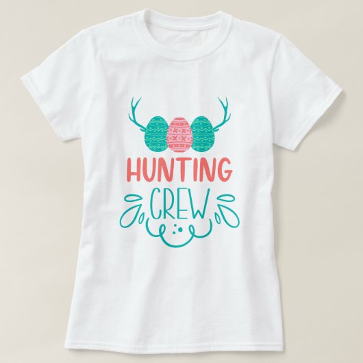 Hunting Crew Easter Shirt; Fun Egg Hunt Familie T-shirt (Design voorkant)