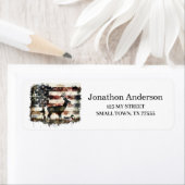 Hunting Deer American Flag Address Label (Insitu)
