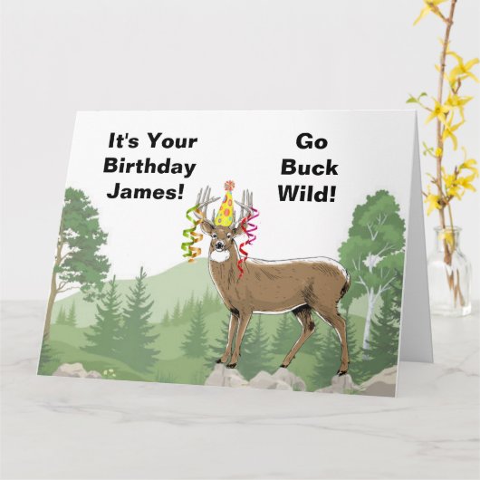 Hunting Deer Birthday Kaart (Gele Bloem)
