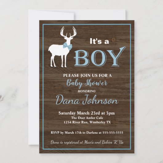 Hunting Deer Boy Baby shower Kaart (Voorkant)