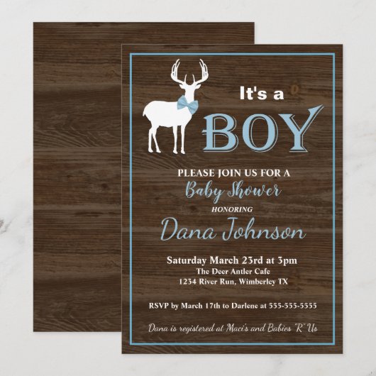 Hunting Deer Boy Baby shower Kaart (Voorkant / Achterkant)