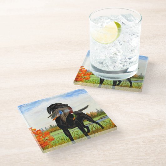 Hunting Dog Glazen Onderzetter (Schuin)