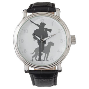 Hunting dog met jager - Kies achtergrondkleur Horloge