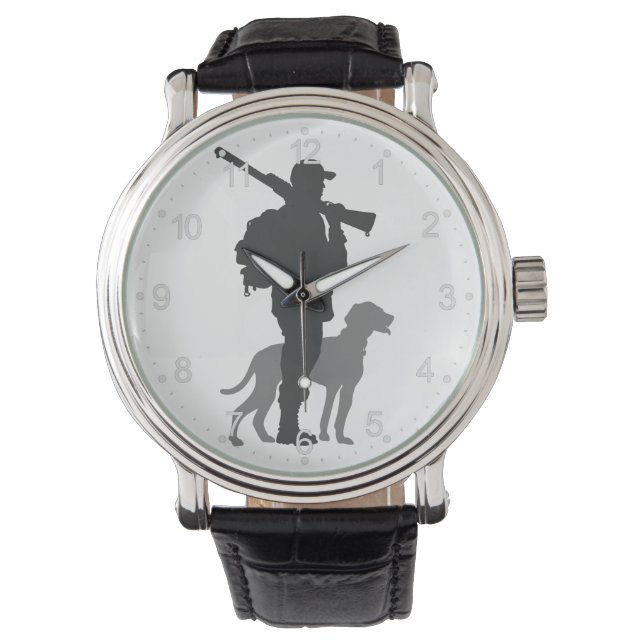 Hunting dog met jager - Kies achtergrondkleur Horloge (Voorkant)