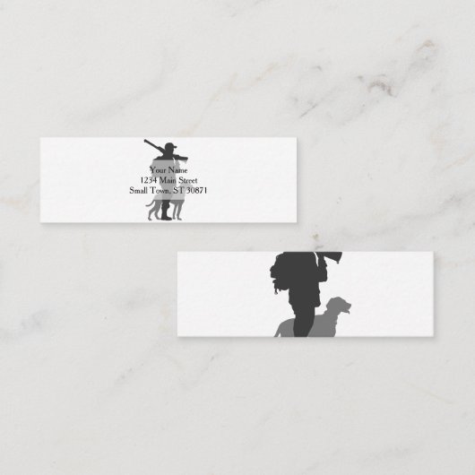 Hunting dog met jager - Kies achtergrondkleur Mini Visitekaartje (Voorkant / Achterkant)
