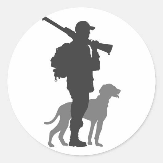 Hunting dog met jager - Kies achtergrondkleur Ronde Sticker (Voorkant)