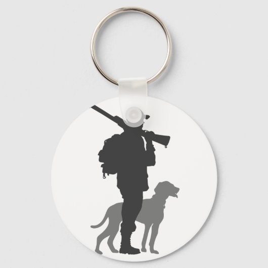Hunting dog met jager - Kies achtergrondkleur Sleutelhanger (Voorkant)