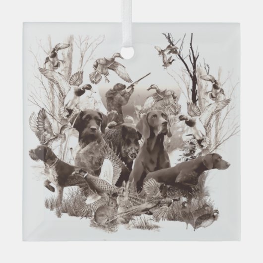Hunting dogs, Pistolen honden, jachtseizoen Glas Ornament (Voorkant)