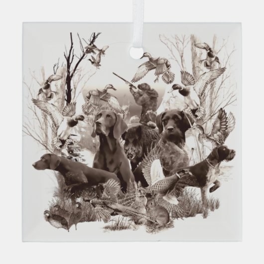 Hunting dogs, Pistolen honden, jachtseizoen Glas Ornament (Achterkant)