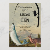 Hunting Fishing Adventure Begins Kids Birthday Kaart (Voorkant)