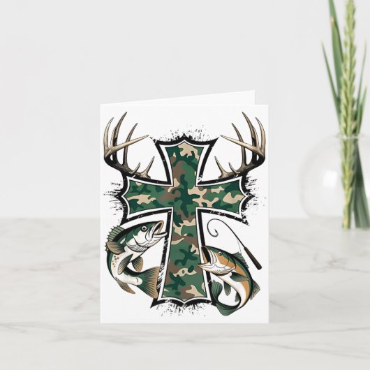 Hunting Fishing Faith - Christian Hunter Fisherman Kaart (Voorkant)