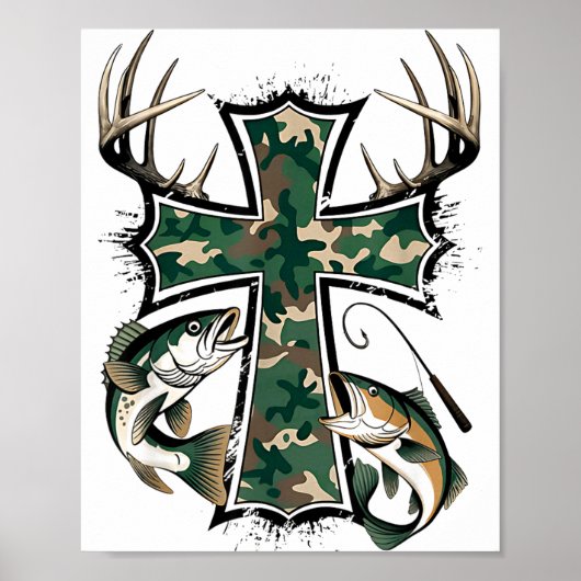 Hunting Fishing Faith - Christian Hunter Fisherman Poster (Voorkant)