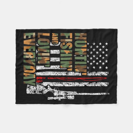 Hunting Fishing Loving Everyday American Deer Hunt Fleece Deken (Voorkant (Horizontaal))