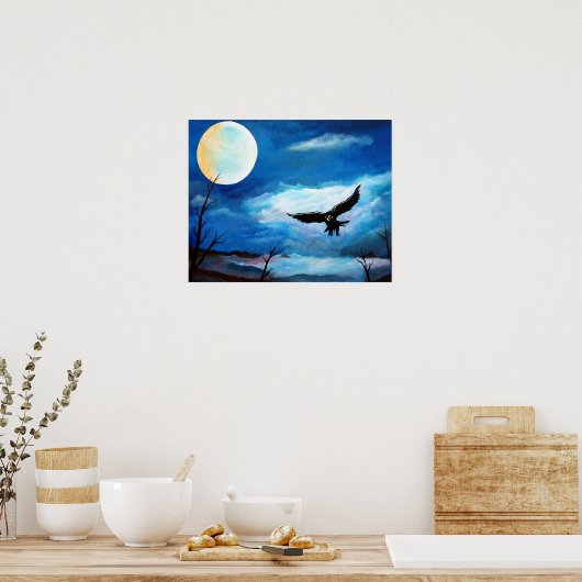 Hunting Hawk Night Moon Poster (Keuken)