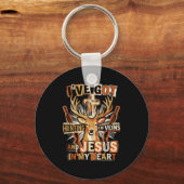 Hunting In My Veins Jesus In Heart Christian Deer  Sleutelhanger (Voorkant)