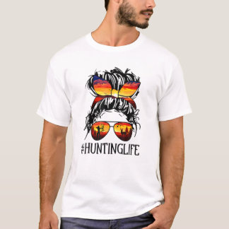 Hunting Life Hair Bun en bril T-shirt