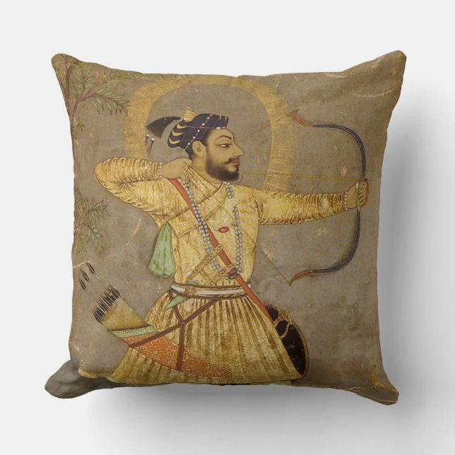 Hunting Maharaja Gold/Taupe Mughal Sierkussen (Voorkant)