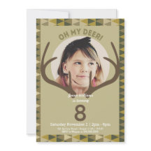 Hunting Modern Camo Deer Birthday Invitation