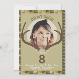 Hunting Modern Camo Deer Birthday Invitation Kaart