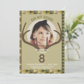 Hunting Modern Camo Deer Birthday Invitation Kaart (Staand voorkant)