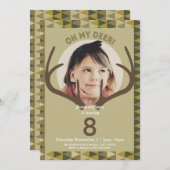 Hunting Modern Camo Deer Birthday Invitation Kaart (Voorkant / Achterkant)