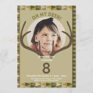 Hunting Modern Camo Deer Birthday Invitation Kaart