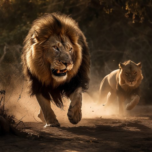 Hunting Partners Lion en Lioness Jigzaag Puzzle Legpuzzel