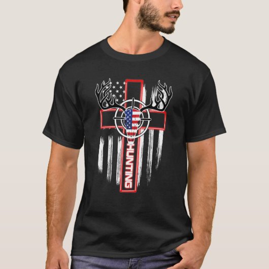 Hunting Patriotic American Flag Independence Day 4 T-shirt (Voorkant)