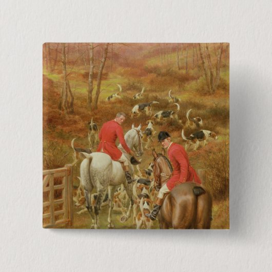 Hunting Scene, 1906 Vierkante Button 5,1 Cm (Voorkant)