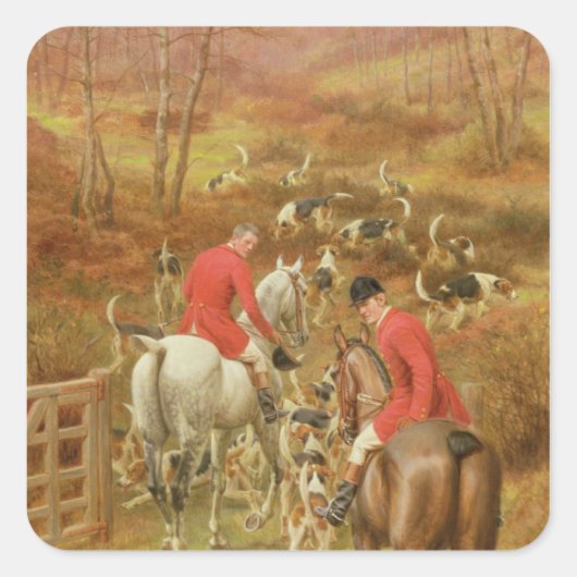 Hunting Scene, 1906 Vierkante Sticker (Voorkant)