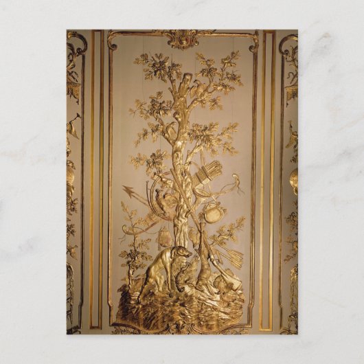 Hunting scène, houtpaneling uit het eten briefkaart (Voorkant)