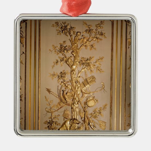 Hunting scène, houtpaneling uit het eten metalen ornament (Voorkant)