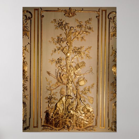 Hunting scène, houtpaneling uit het eten poster (Voorkant)