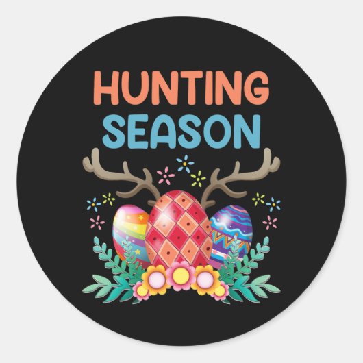 Hunting Season Eggs Deer Funny Easter Day Egg Hunt Ronde Sticker (Voorkant)