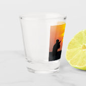 Hunting Silhouette Bird Sunset Personalized Shot Glas (Links)