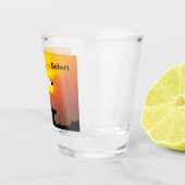 Hunting Silhouette Bird Sunset Personalized Shot Glas (Rechts)