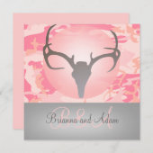 Hunting Theme Antlers en Camo Wedding Invitation Kaart (Voorkant / Achterkant)