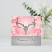 Hunting Theme Antlers en Camo Wedding Invitation Kaart (Staand voorkant)