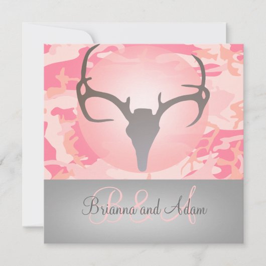 Hunting Theme Antlers en Camo Wedding Invitation Kaart (Voorkant)