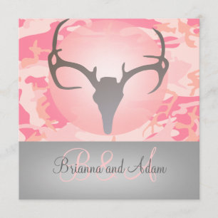 Hunting Theme Antlers en Camo Wedding Invitation Kaart