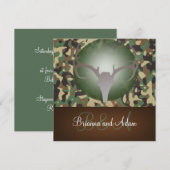 Hunting Theme Antlers en Camo Wedding Invitation Kaart (Voorkant / Achterkant)