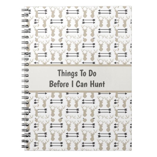 Hunting Theme with Deer Antlers and Bow Notitieboek (Voorkant)