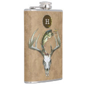 Hunting Vissen Antlers Bass Monogram Initiaal Heupfles (Rechts)