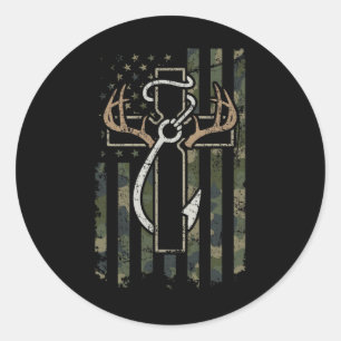 Hunting Vist Faith - Christelijke Hunter Fisherman Ronde Sticker