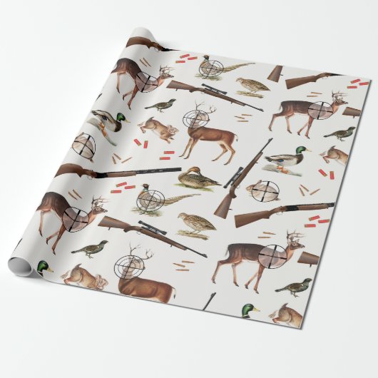Hunting Wildlife Outdoorsman Pattern Cadeaupapier (Uitgerold)
